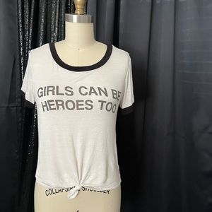 Black and white graphic tee Girls Can Be Heros